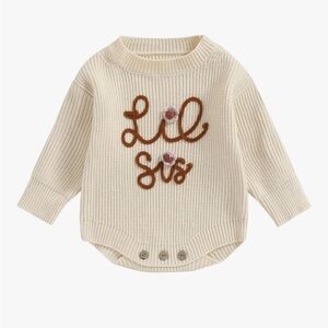 EUC worn once “lil sis” sweater onesie